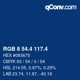 カラーコード: RGB 8 54.4 117.4 | qconv.com