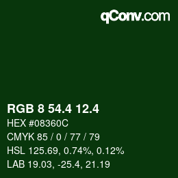 カラーコード: RGB 8 54.4 12.4 | qconv.com