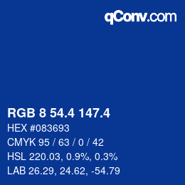 カラーコード: RGB 8 54.4 147.4 | qconv.com