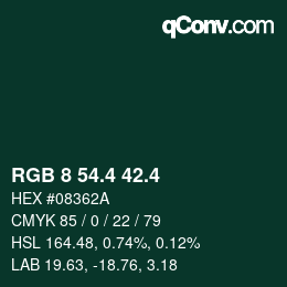 カラーコード: RGB 8 54.4 42.4 | qconv.com