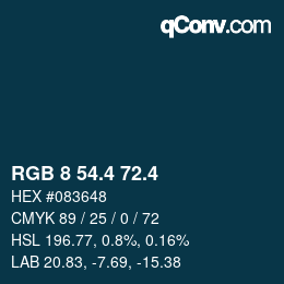 カラーコード: RGB 8 54.4 72.4 | qconv.com