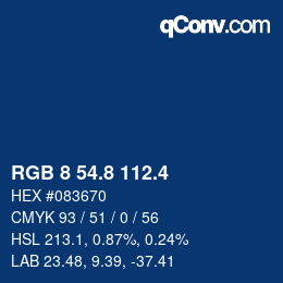 カラーコード: RGB 8 54.8 112.4 | qconv.com