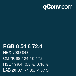 カラーコード: RGB 8 54.8 72.4 | qconv.com