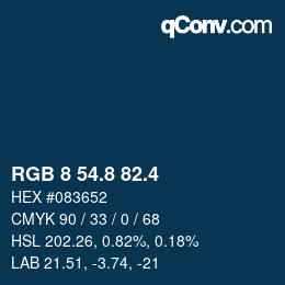 カラーコード: RGB 8 54.8 82.4 | qconv.com