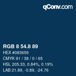 Color code: RGB 8 54.8 89 | qconv.com