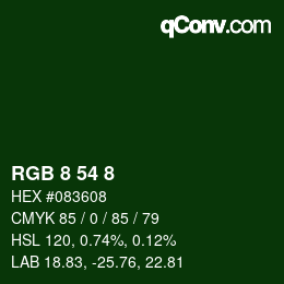 Color code: RGB 8 54 8 | qconv.com