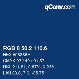 カラーコード: RGB 8 56.2 110.6 | qconv.com