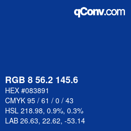 カラーコード: RGB 8 56.2 145.6 | qconv.com
