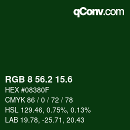 カラーコード: RGB 8 56.2 15.6 | qconv.com