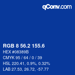 カラーコード: RGB 8 56.2 155.6 | qconv.com