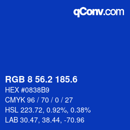 カラーコード: RGB 8 56.2 185.6 | qconv.com