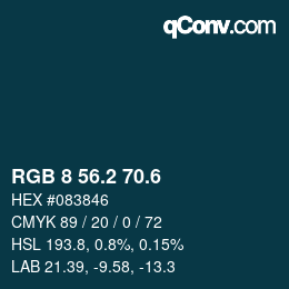 カラーコード: RGB 8 56.2 70.6 | qconv.com