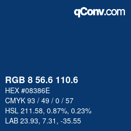 カラーコード: RGB 8 56.6 110.6 | qconv.com