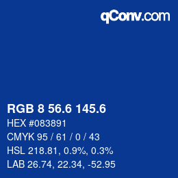 カラーコード: RGB 8 56.6 145.6 | qconv.com