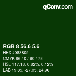 カラーコード: RGB 8 56.6 5.6 | qconv.com
