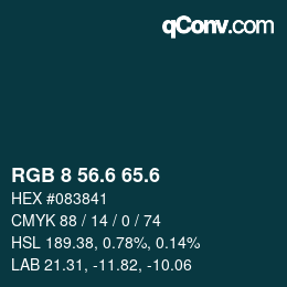カラーコード: RGB 8 56.6 65.6 | qconv.com