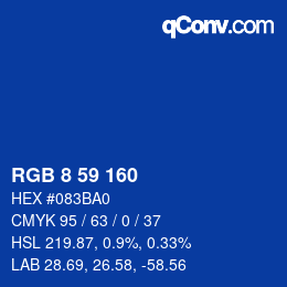 Color code: RGB 8 59 160 | qconv.com