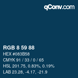 カラーコード: RGB 8 59 88 | qconv.com