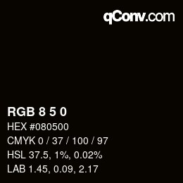 Color code: RGB 8 5 0 | qconv.com