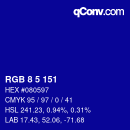 Color code: RGB 8 5 151 | qconv.com