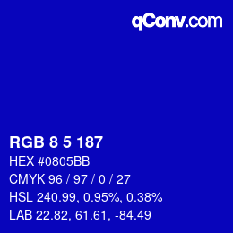 Color code: RGB 8 5 187 | qconv.com