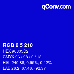 Color code: RGB 8 5 210 | qconv.com