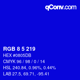 Color code: RGB 8 5 219 | qconv.com