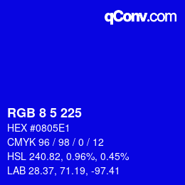 Color code: RGB 8 5 225 | qconv.com