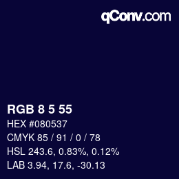Color code: RGB 8 5 55 | qconv.com