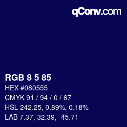 Color code: RGB 8 5 85 | qconv.com