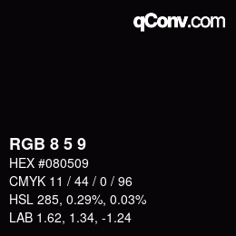 Color code: RGB 8 5 9 | qconv.com