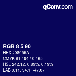 カラーコード: RGB 8 5 90 | qconv.com