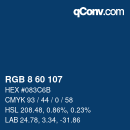 カラーコード: RGB 8 60 107 | qconv.com