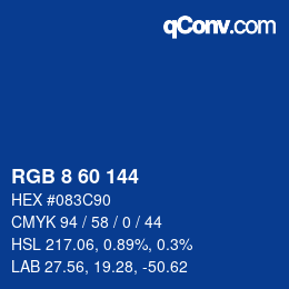 Color code: RGB 8 60 144 | qconv.com
