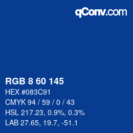 カラーコード: RGB 8 60 145 | qconv.com