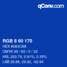 カラーコード: RGB 8 60 170 | qconv.com