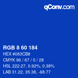 カラーコード: RGB 8 60 184 | qconv.com