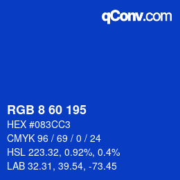 カラーコード: RGB 8 60 195 | qconv.com
