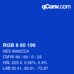 カラーコード: RGB 8 60 196 | qconv.com