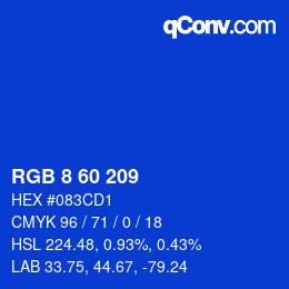 Color code: RGB 8 60 209 | qconv.com