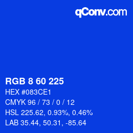 カラーコード: RGB 8 60 225 | qconv.com
