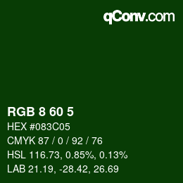 Color code: RGB 8 60 5 | qconv.com