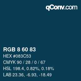 Color code: RGB 8 60 83 | qconv.com