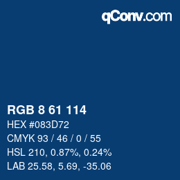 カラーコード: RGB 8 61 114 | qconv.com
