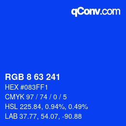Color code: RGB 8 63 241 | qconv.com