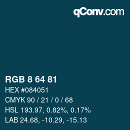 Color code: RGB 8 64 81 | qconv.com