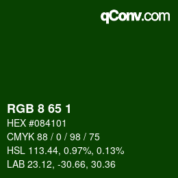 颜色代码: RGB 8 65 1 | qconv.com