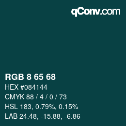 Color code: RGB 8 65 68 | qconv.com