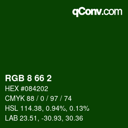 Color code: RGB 8 66 2 | qconv.com