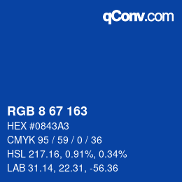 Color code: RGB 8 67 163 | qconv.com